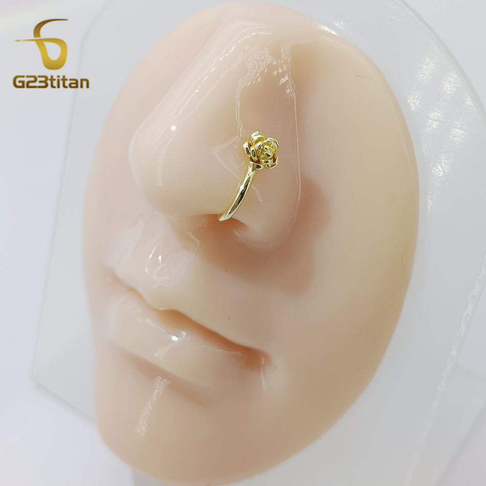 1개 크리스탈 구리 로즈 코 클립 U자형 가짜 피어싱  - Body Jewelry Ear 리뷰 및 가격