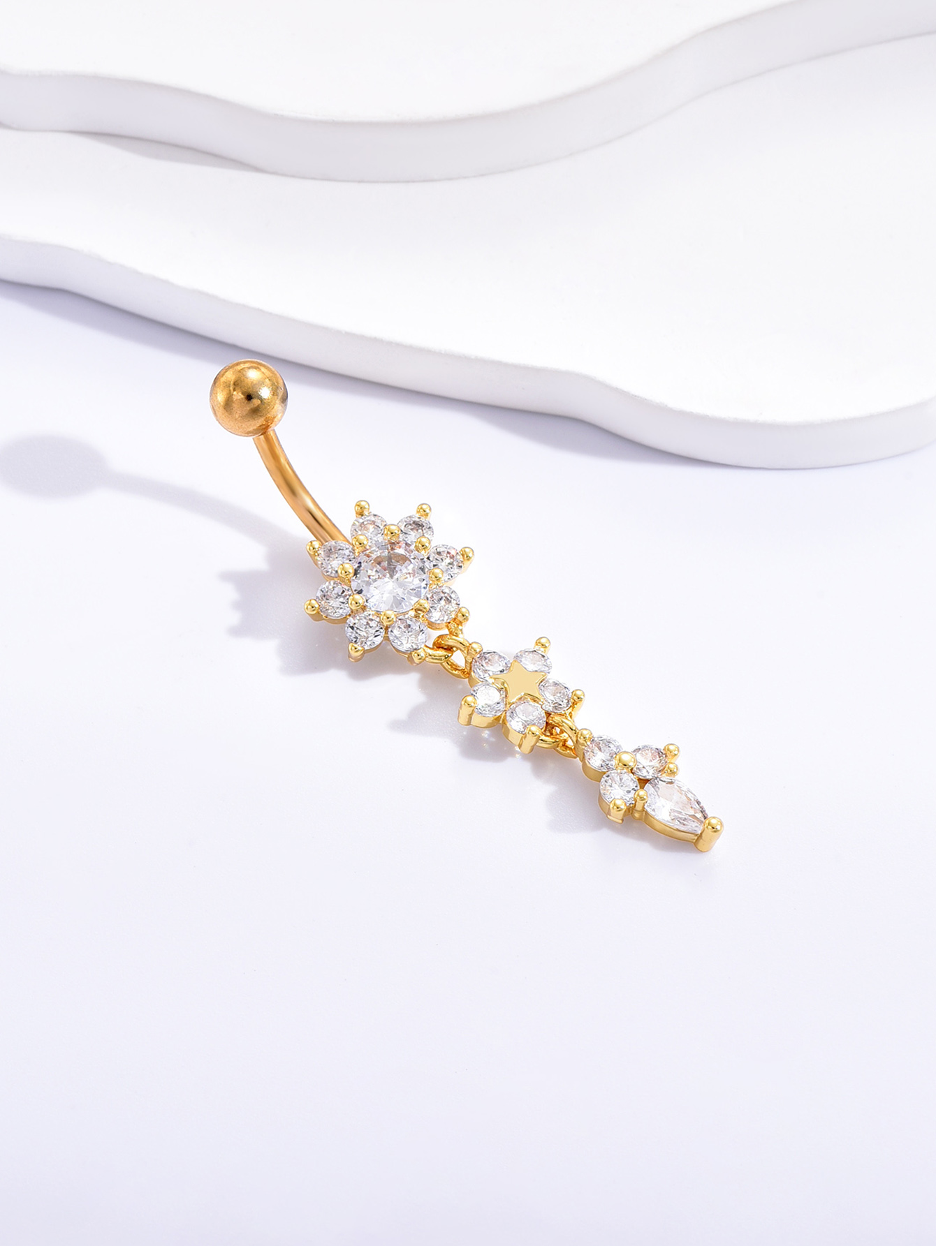 유럽과 미국 패션 해바라기 곡선 라인 긴 배꼽 손톱 섬 - Body Jewelry Europe 리뷰 및 가격